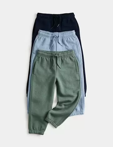 Set van 3 katoenrijke, effen joggingbroeken (2-8 jaar)
