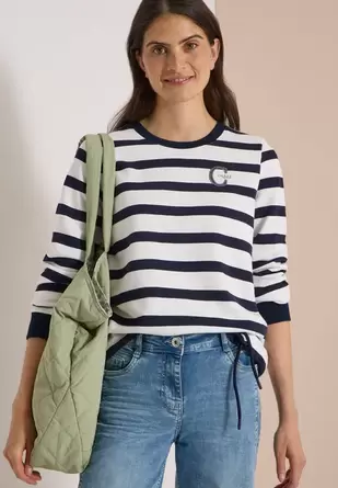 Sweatshirt met ronde hals en trekkoord