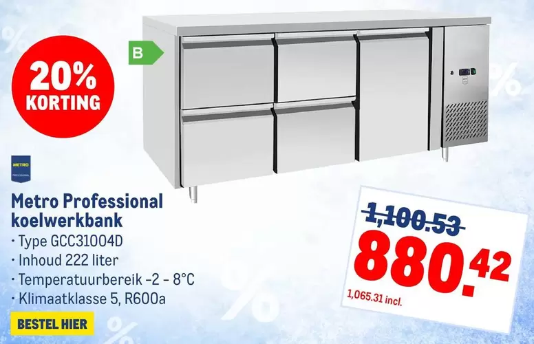 Metro Professional koelwerkbank Type GCC31004D