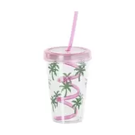 Drinkbeker palmboom - roze - 380 ml