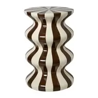 Bijzettafel waves stripes - beige/bruin - ø35x55 cm