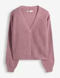 Gebreid vest - Knoopsluiting - Bessenrood
