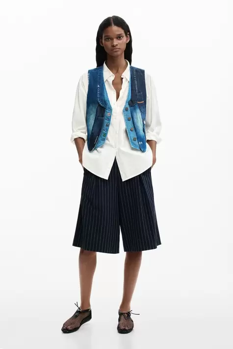 Patchwork denim gilet