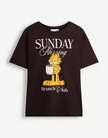 T-shirt - Garfield - Donkerbruin