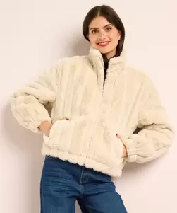Faux fur jas met strepen