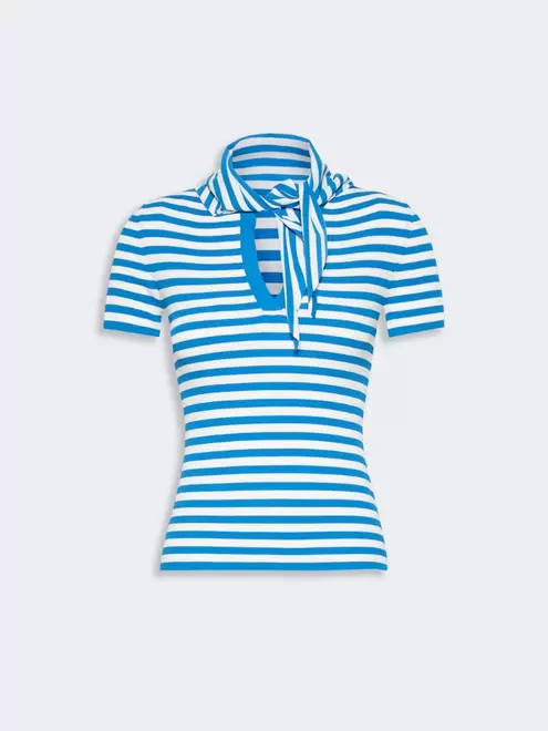 Viscose crepe sweater with scarf detail