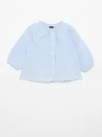 Popeline blouse met borduursels