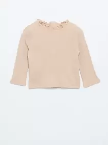 Geribd T-shirt met golvend kraagje