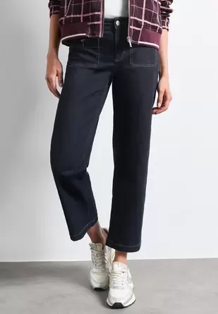 Jeans met Mid Waist-taille en Straight Leg-pijpen in casual pasvorm