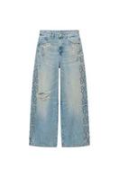 TRF RIPPED STUD WIDE-LEG JEANS