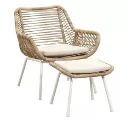 Loungestoel Grand met voetenbank 2-delig - wicker naturel product