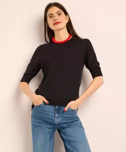 Basic trui met korte mouwen