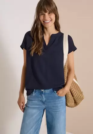 Blouse met afhangende schouders en structuur