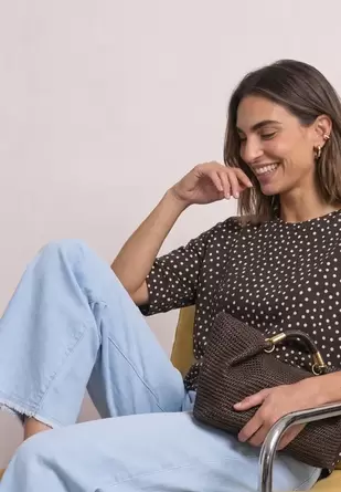 Batwing-shirt met ronde hals en print