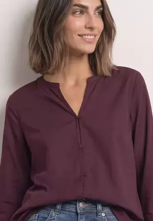 Blouse met 3/4-mouwen en split in de hals