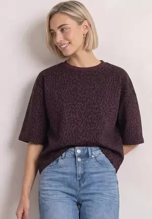 Sweatshirt met korte mouwen en ronde hals