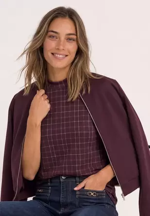 Turtleneck-top van mesh met print
