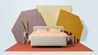 Boxspring Round vlak met gestoffeerd matras en voetbord