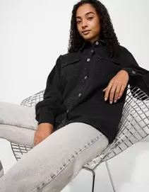 Denim overhemd - donkerblauw denim - Zwart