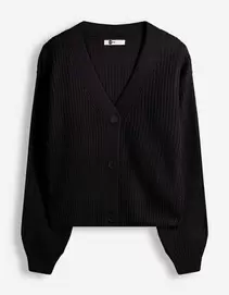 Gebreid vest - Knoopsluiting - Zwart