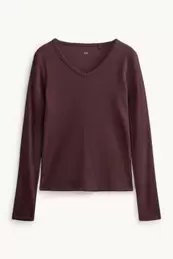 Longsleeve met V-hals - slim fit