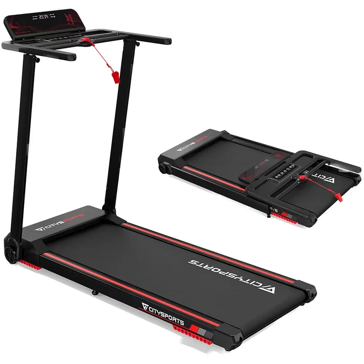 Opvouwbare loopband, CITYSPORTS WP9, 1400W, APP, Bluetooth, 1-12 km/h, zwart.