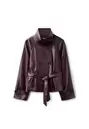 Trenchcoat met opstaande kraag en leereffect