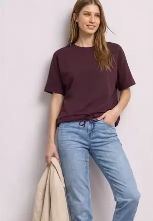Shirt met ronde hals in Silk-Look