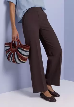 Broek met Wide Leg pijpen en knoopdetails