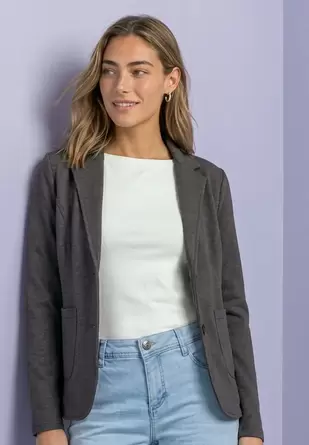Eenvoudige blazer in effen kleur
