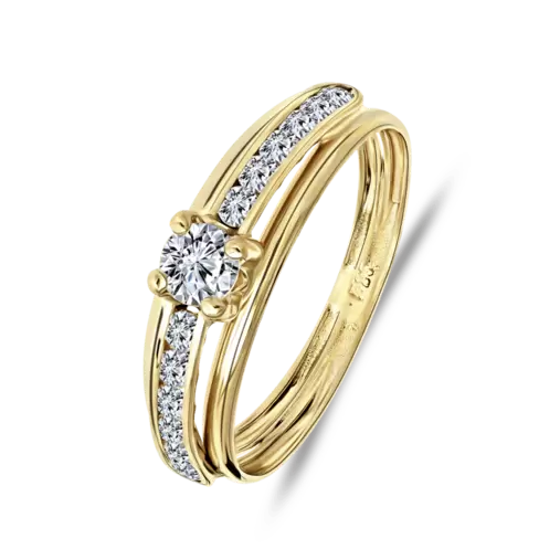 14 Karaat geelgouden ring met zirkonia
