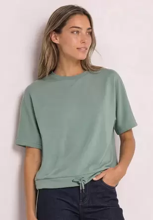 Shirt met ronde hals in Silk-Look