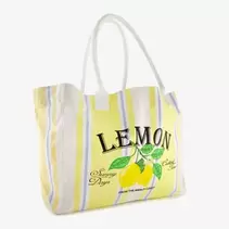 Dames shopper strandtas met citroenen geel