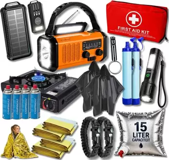 Noodpakket XXL-Noodradio, Kooktoestel & Powerbank