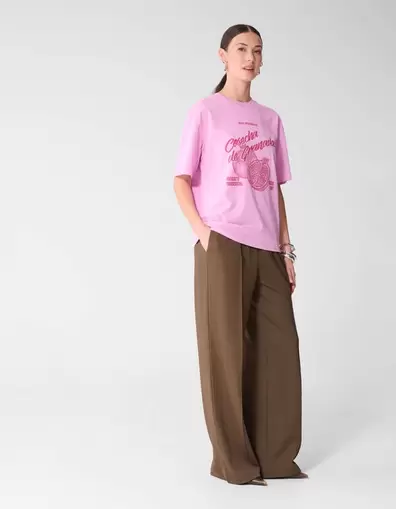 Basic Wide Leg Fit Broek Bruin