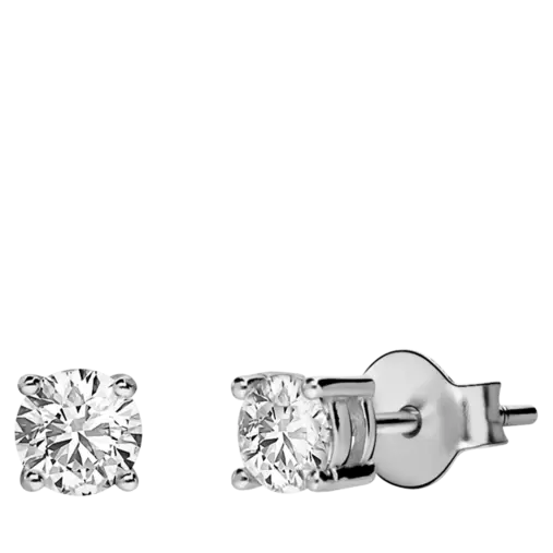 Zilveren oorbellen rond 4mm met zirkonia