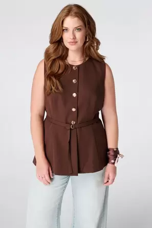 Peplum gilet met ceintuur