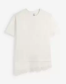 T-shirt - Met kant - Off-White
