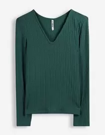 Longsleeve - V-hals - Donkergroen