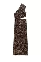 ANIMAL PRINT LONG SLIT DRESS