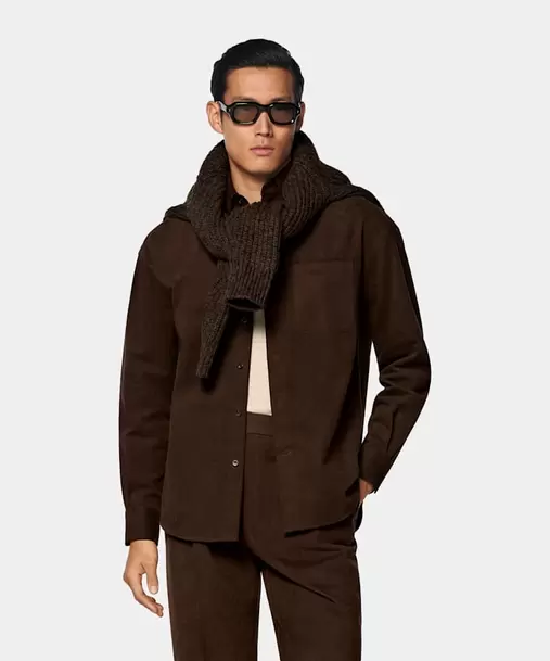 Mid Brown Cotton Overshirt