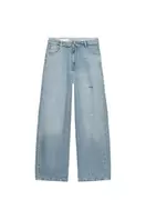 TRF RIPPED FOLDED WAIST MID-WAIST JEANS