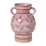 Vaas bloemen - roze/rood/bruin - ø16.5x25 cm
