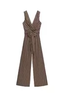 STRIPED BELTED JUMPSUIT
