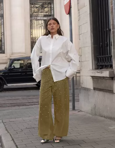 Camo Strass Jeans Khaki