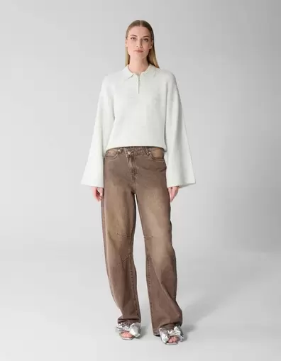 Asymmetric Barrel Fit Jeans Washed Bruin