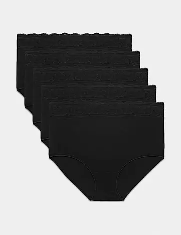 Set van 5 tailleslips van katoen en Lycra® met kant
