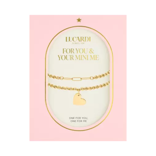 Stainless steel goldplated armbanden set met hanger hart voor dames