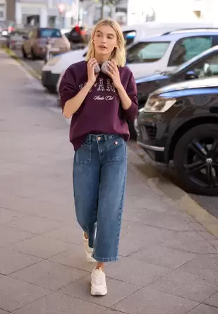 Jeans met Mid Waist-taille en Wide Leg-pijpen in een Loose Fit-pasvorm
