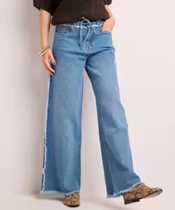 Wide fit jeans met franjes